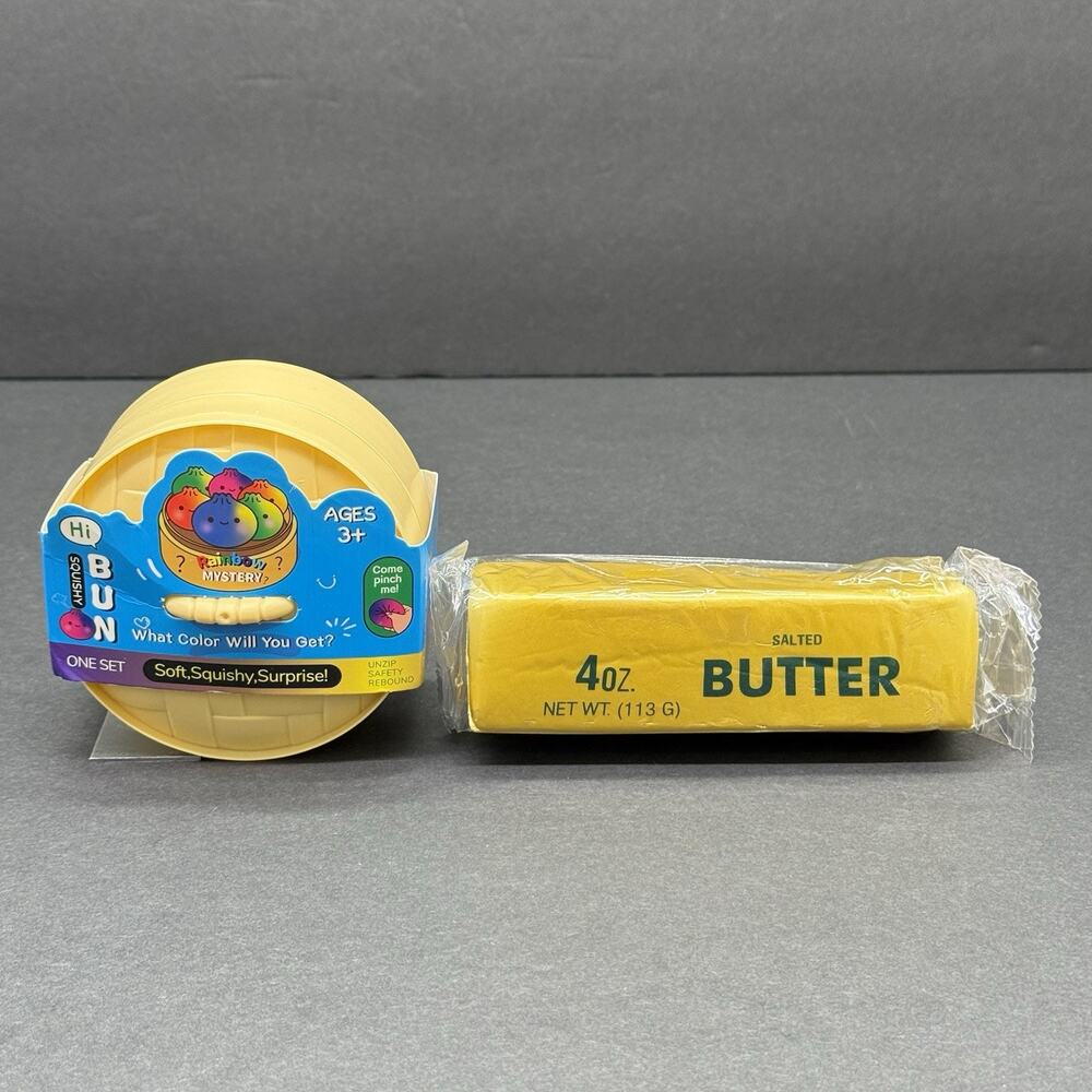 Rainbow Mystery Squishy Bun Dumplings Blind Surprise 3.5" & Salted Butter Squish
